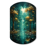 Solitude In Forest Of Emerald I - Asymmetric Metal Wall Art