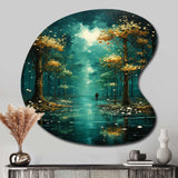 Solitude In Forest Of Emerald I - Asymmetric Metal Wall Art