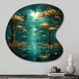 Solitude In Forest Of Emerald I - Asymmetric Metal Wall Art