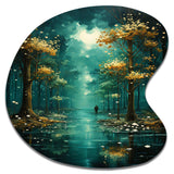 Solitude In Forest Of Emerald I - Asymmetric Metal Wall Art