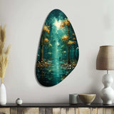 Solitude In Forest Of Emerald I - Asymmetric Metal Wall Art