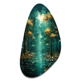 Solitude In Forest Of Emerald I - Asymmetric Metal Wall Art