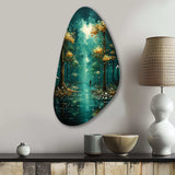 Solitude In Forest Of Emerald I - Asymmetric Metal Wall Art