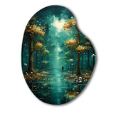 Solitude In Forest Of Emerald I - Asymmetric Metal Wall Art