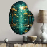 Solitude In Forest Of Emerald I - Asymmetric Metal Wall Art