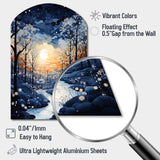 Forest Winter Blue Monochrome - Asymmetric Metal Wall Art