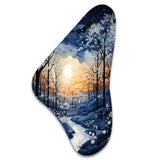 Forest Winter Blue Monochrome - Asymmetric Metal Wall Art