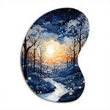 Forest Winter Blue Monochrome - Asymmetric Metal Wall Art