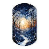 Forest Winter Blue Monochrome - Asymmetric Metal Wall Art