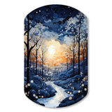 Forest Winter Blue Monochrome - Asymmetric Metal Wall Art