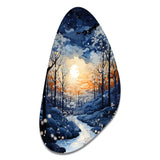 Forest Winter Blue Monochrome - Asymmetric Metal Wall Art