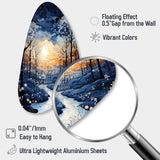 Forest Winter Blue Monochrome - Asymmetric Metal Wall Art