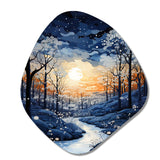 Forest Winter Blue Monochrome - Asymmetric Metal Wall Art