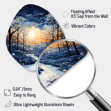 Forest Winter Blue Monochrome - Asymmetric Metal Wall Art