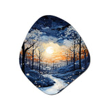 Forest Winter Blue Monochrome - Asymmetric Metal Wall Art