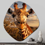 Giraffe Portrait Vibrant - Asymmetric Metal Wall Art