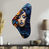 Glam Harmonious Cubist Woman Portrait III - Asymmetric Metal Wall Art