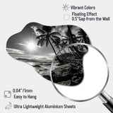 Hawaii Balck And White Shadows Of Aloha II - Asymmetric Metal Wall Art