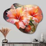 Hibiscus Romantic Impression IV - Asymmetric Metal Wall Art