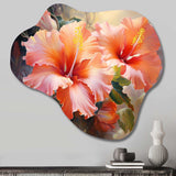 Hibiscus Romantic Impression IV - Asymmetric Metal Wall Art