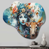 Hinduisim Art Vrindavans Playful II - Asymmetric Metal Wall Art