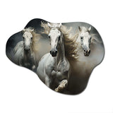 White Beige Horse Equine Harmony - Asymmetric Metal Wall Art