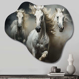 White Beige Horse Equine Harmony - Asymmetric Metal Wall Art