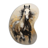 Beige Horse Golden Equestrian Pointillism - Asymmetric Metal Wall Art