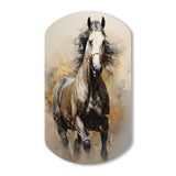 Beige Horse Golden Equestrian Pointillism - Asymmetric Metal Wall Art