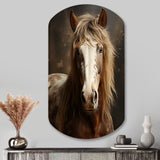 Brown Horse Harmonious Balance - Asymmetric Metal Wall Art