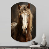 Brown Horse Harmonious Balance - Asymmetric Metal Wall Art