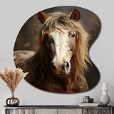 Brown Horse Harmonious Balance - Asymmetric Metal Wall Art