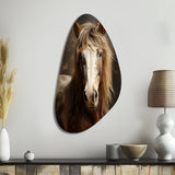 Brown Horse Harmonious Balance - Asymmetric Metal Wall Art