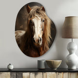 Brown Horse Harmonious Balance - Asymmetric Metal Wall Art