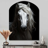 Grey Horse Majestic Monochrome - Asymmetric Metal Wall Art