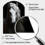 Grey Horse Majestic Monochrome - Asymmetric Metal Wall Art