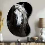 Grey Horse Majestic Monochrome - Asymmetric Metal Wall Art