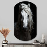 Grey Horse Majestic Monochrome - Asymmetric Metal Wall Art