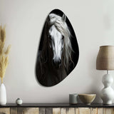 Grey Horse Majestic Monochrome - Asymmetric Metal Wall Art