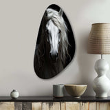 Grey Horse Majestic Monochrome - Asymmetric Metal Wall Art