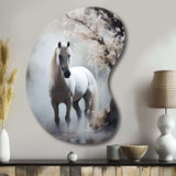 Grey Horse Mystical Encounter - Asymmetric Metal Wall Art