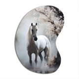 Grey Horse Mystical Encounter - Asymmetric Metal Wall Art