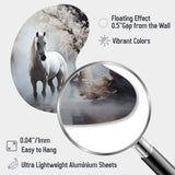 Grey Horse Mystical Encounter - Asymmetric Metal Wall Art