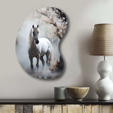 Grey Horse Mystical Encounter - Asymmetric Metal Wall Art