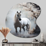 Grey Horse Mystical Encounter - Asymmetric Metal Wall Art