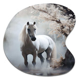 Grey Horse Mystical Encounter - Asymmetric Metal Wall Art