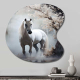 Grey Horse Mystical Encounter - Asymmetric Metal Wall Art