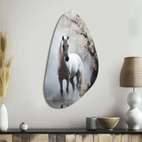 Grey Horse Mystical Encounter - Asymmetric Metal Wall Art