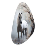 Grey Horse Mystical Encounter - Asymmetric Metal Wall Art