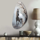 Grey Horse Mystical Encounter - Asymmetric Metal Wall Art